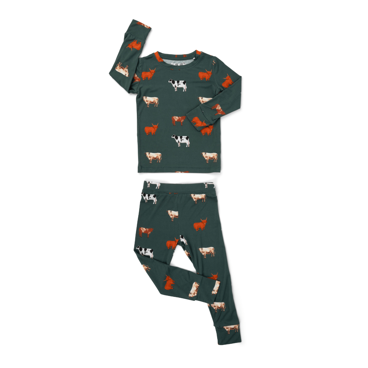 Bamboo 2-Piece Set - Green Cow – bug + bean kids
