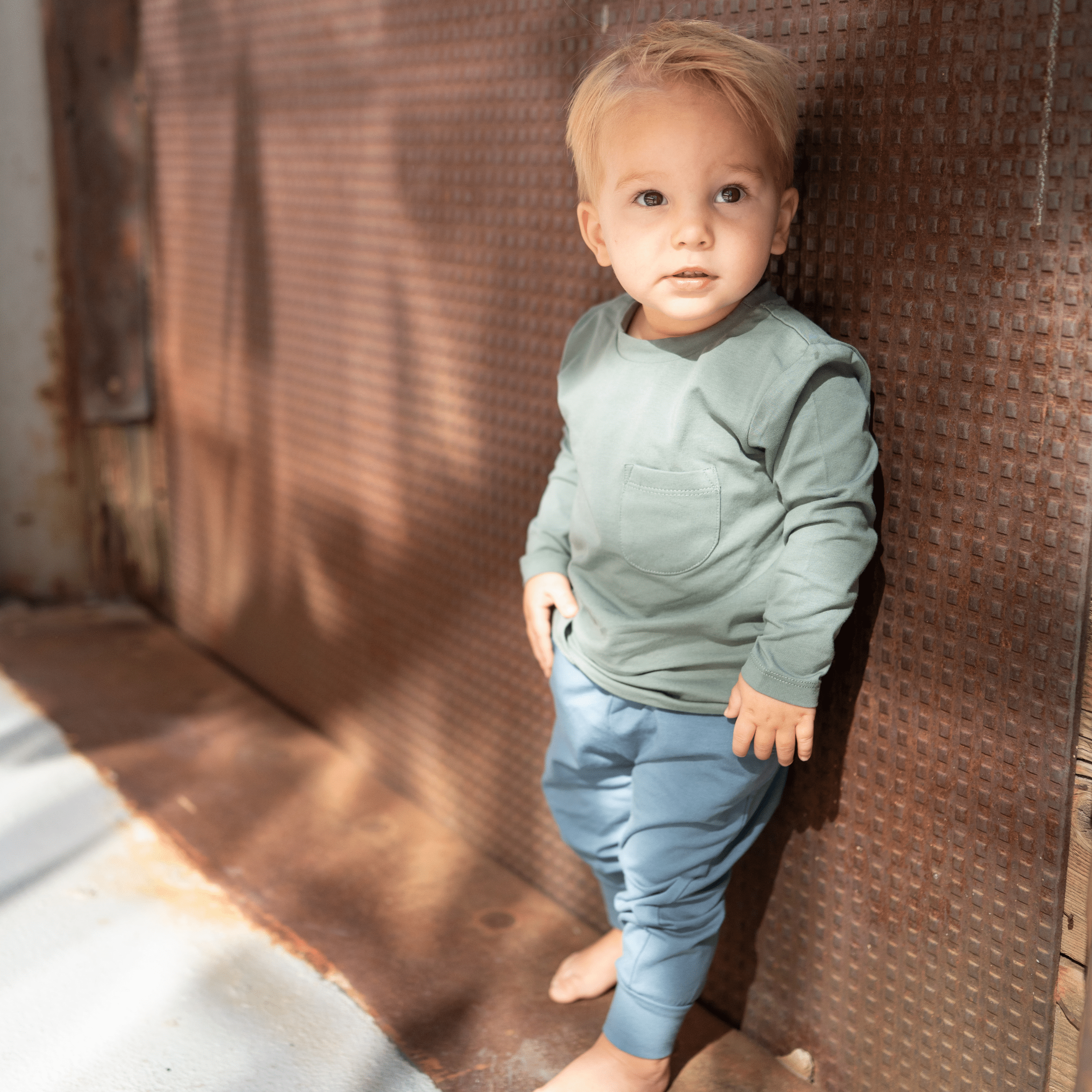 Charlie Long Sleeve Tee – Thyme Green | Organic Cotton Kids – bug