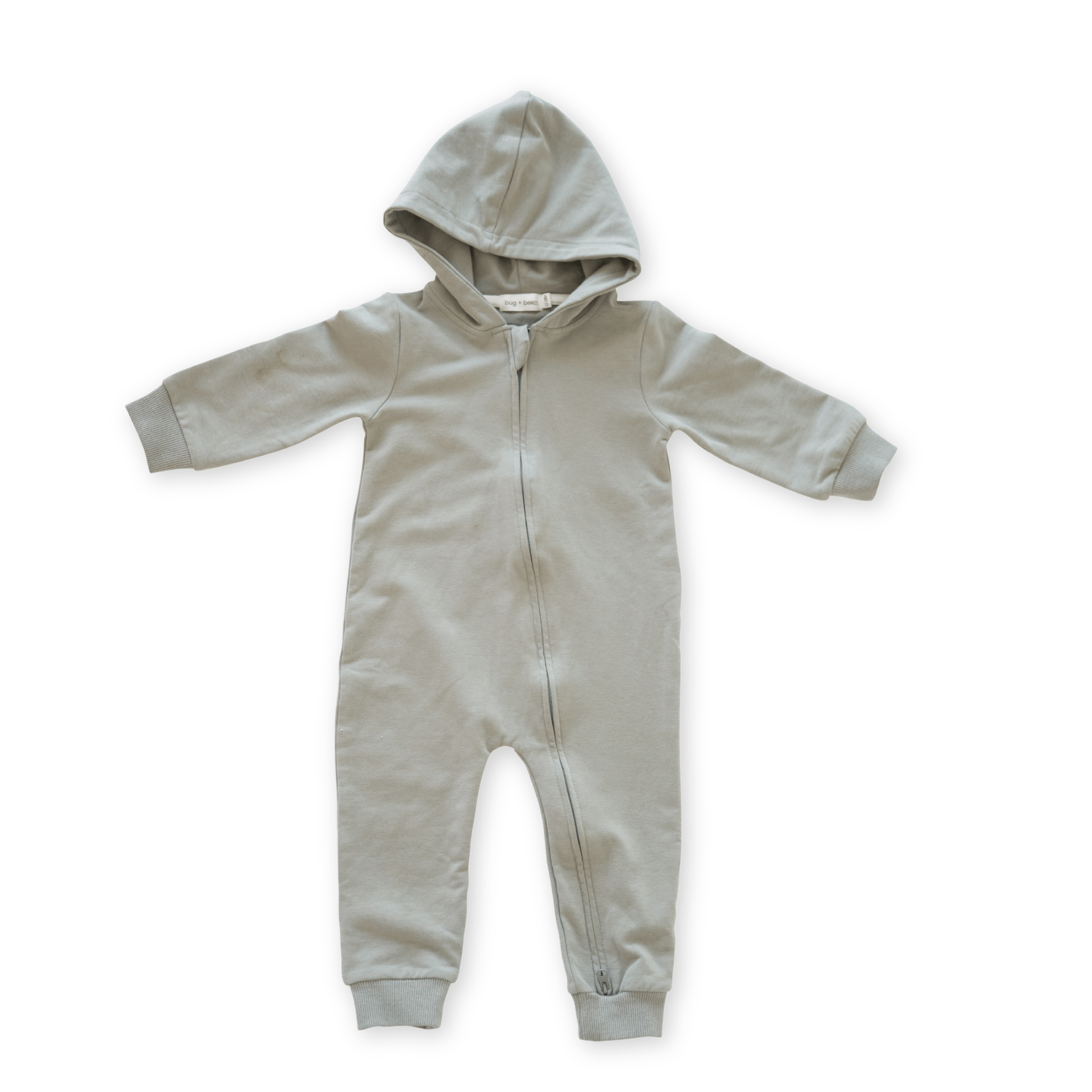 Hudson Hoodie Romper – Sage | Organic Cotton French Terry – bug +