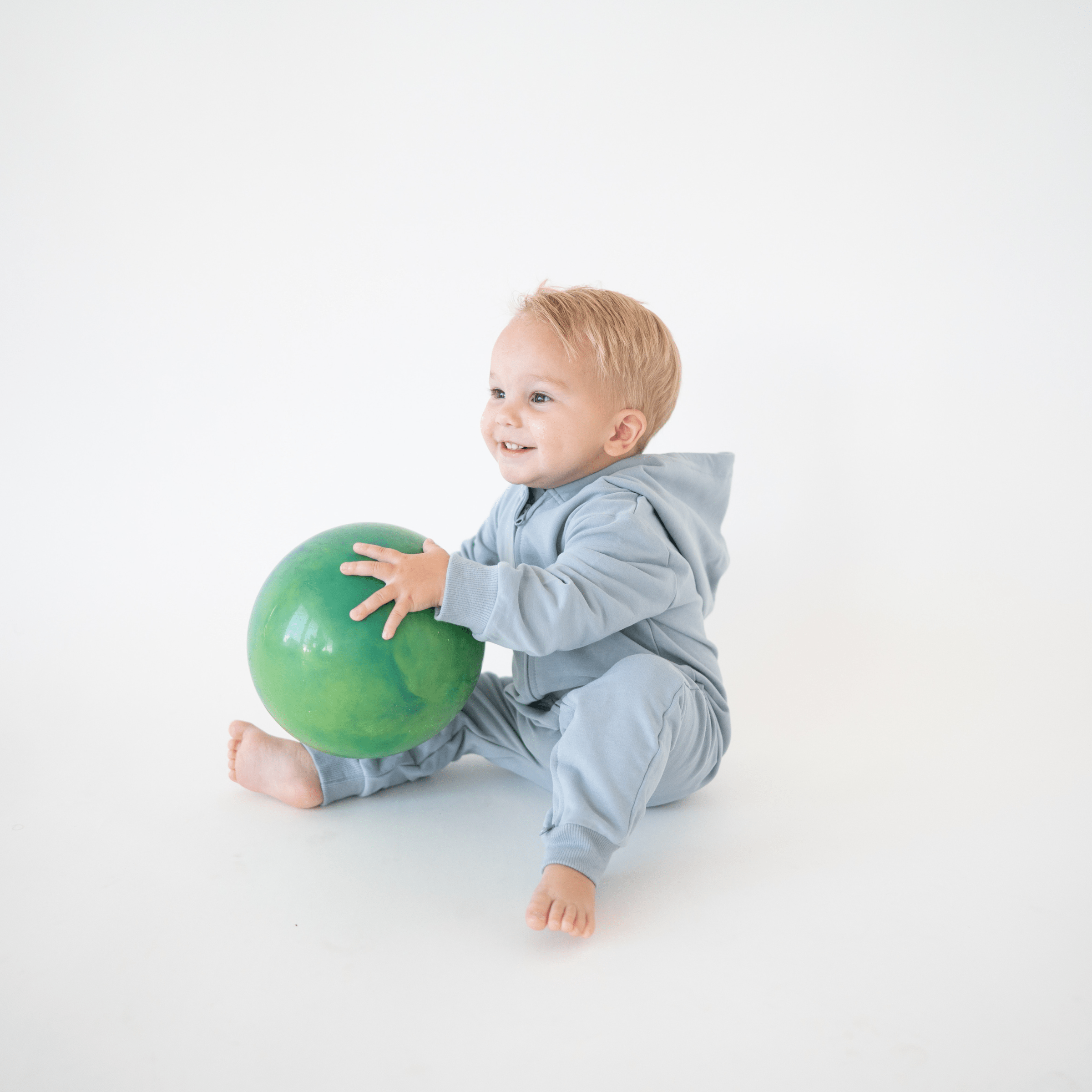 Hudson Hoodie Romper – Dusty Blue | Organic Cotton French Terry