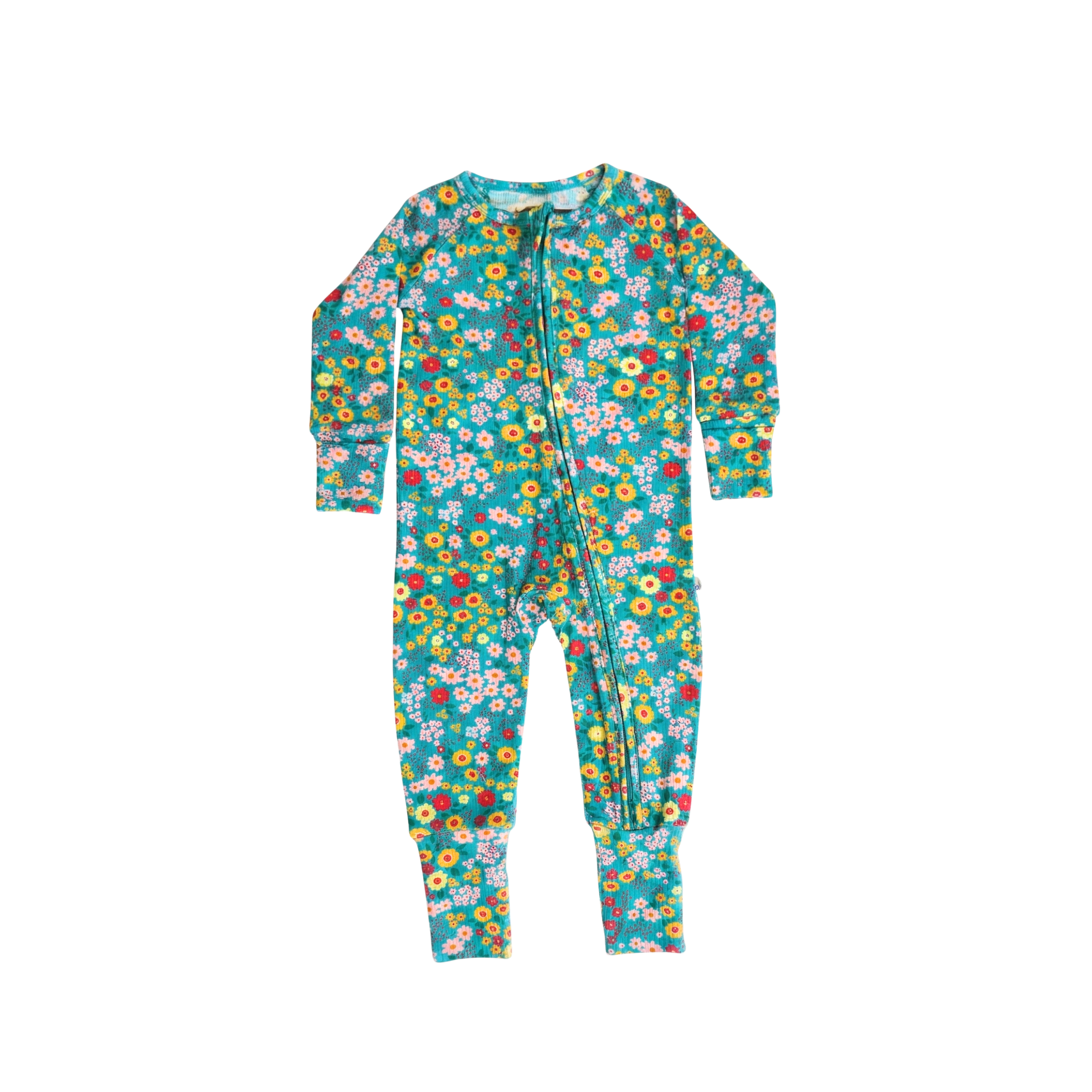 Ribbed Bamboo Zip Romper | Summer Meadow — b+b kids – bug + bean kids