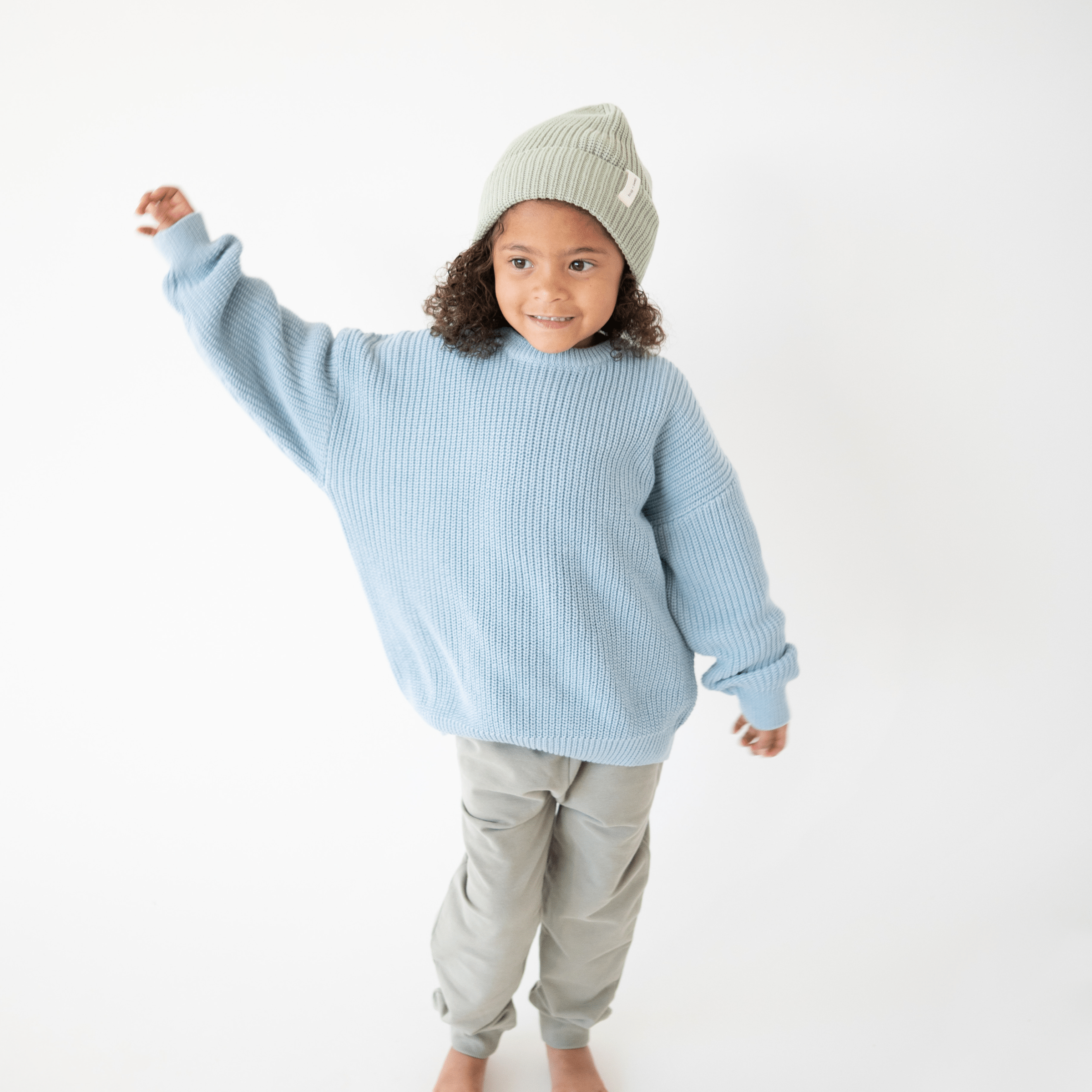 Chunky Knit Beanie – Sage | Organic Cotton Kids – bug + bean