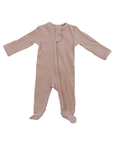 Organic Cotton Ribbed Footed One-Piece Zipper, Pale Pink