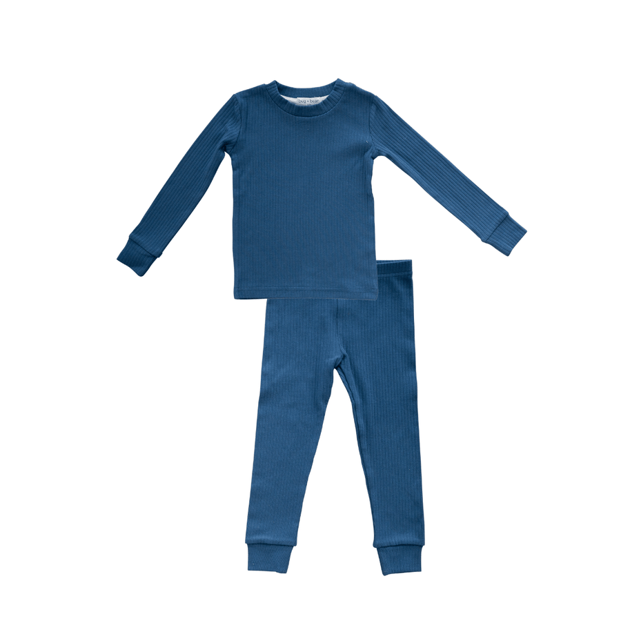 Organic Ribbed Cotton two piece set ocean blue