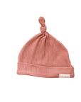 Organic Ribbed Cotton Knotted Hat - Terracotta