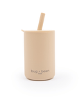 Bug + Bean Kids Silicone Cup with Lid and Straw, Sand
