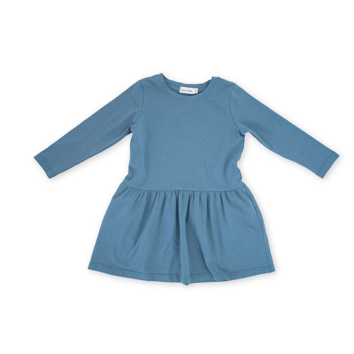 Chloe Long Sleeve Dress Dark Cobalt | Organic Cotton Kids bug + bean kids Chloe Long Sleeve Dress Dark Cobalt | Organic Cotton Kids bug + bean kids