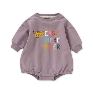 Organic Cotton French Terry Bubble Romper - Easy There Tiger