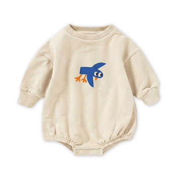 Organic Cotton French Terry Bubble Romper - Bird