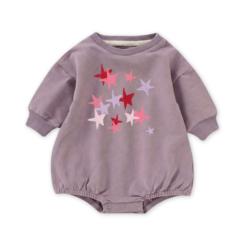 Organic Cotton French Terry Bubble Romper - Stars