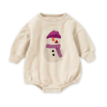 Holiday French Terry Bubble Romper - Snowman