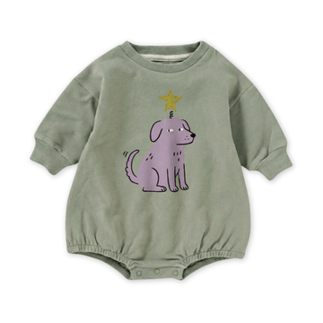 Holiday French Terry Bubble Romper - Star Dog