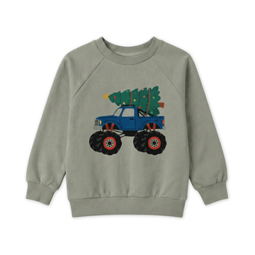Holiday French Terry Sweatshirt - Xmas Monster Truck