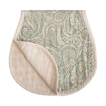 Organic Cotton Burp Cloth Set - Green Paisley + Fog
