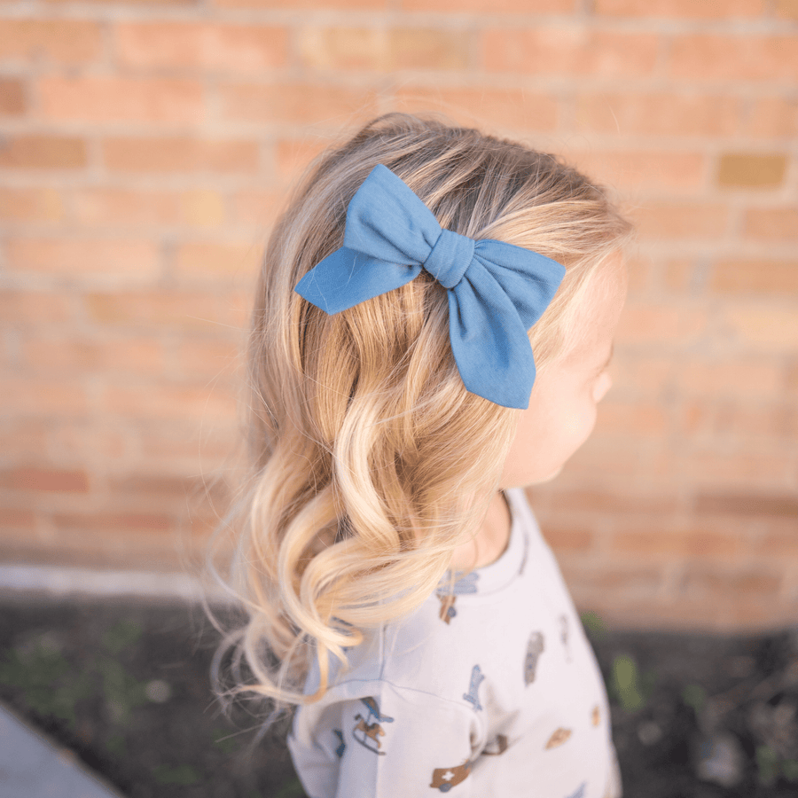 Jersey Bow Clip - Dark Cobalt