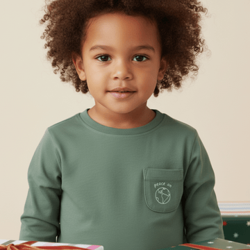 Long Sleeve Jersey Tee - Peace on Earth (Mint)