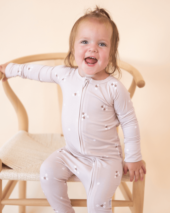 Bamboo 2-Way Convertible Zip Romper Mocha Bloom – bug + bean kids Bamboo 2-Way Convertible Zip Romper Mocha Bloom – bug + bean kids