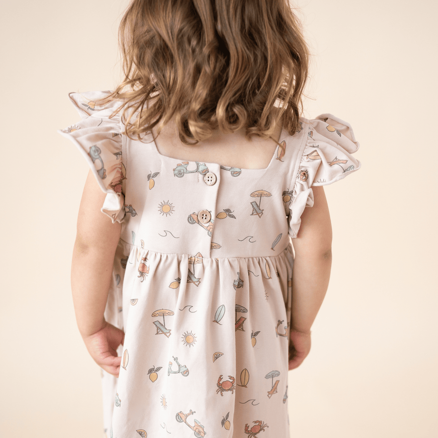 cotton butterfly dress Montauk Dress Linen Cotton Neutral Butterfly Print L