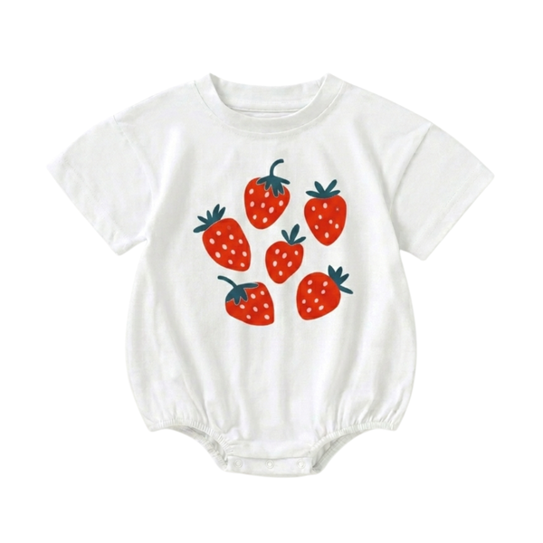 Organic Cotton Bubble Romper - Strawberries