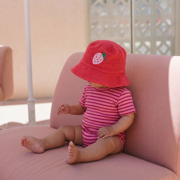 Kids Strawberry Bucket Hat - French Terry