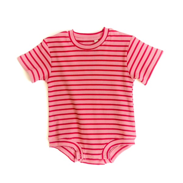Ribbed Romper - Strawberry