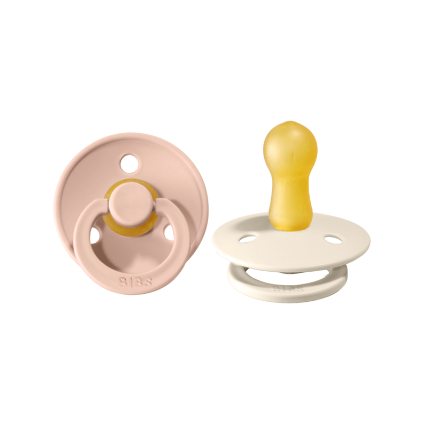 BiBS Classic Round Pacifier Set of Two - Size 2 Blush Ivory