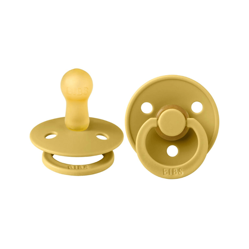 BiBS Classic Round Pacifier Set of Two - Size 1 Mustard