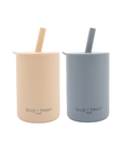 Silicone Cup with Lid + Straw, Set of Two