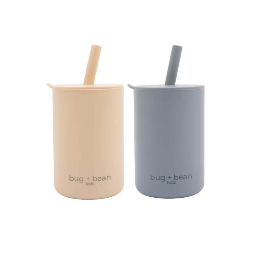 Silicone Cup with Lid + Straw, Set of Two