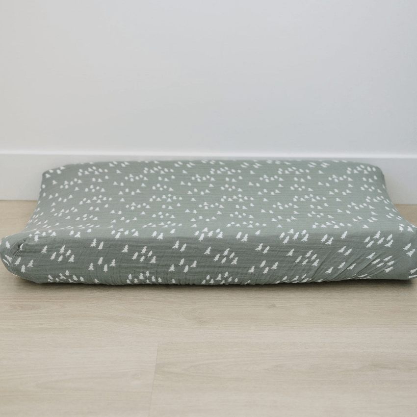 Cotton Muslin Change Pad Cover, Pines