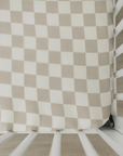 Cotton Muslin Crib Sheet - Taupe Checkered