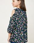floral cold shoulder tunic top