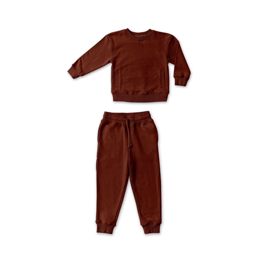 French Terry Kids Sweatsuit Set Redwood