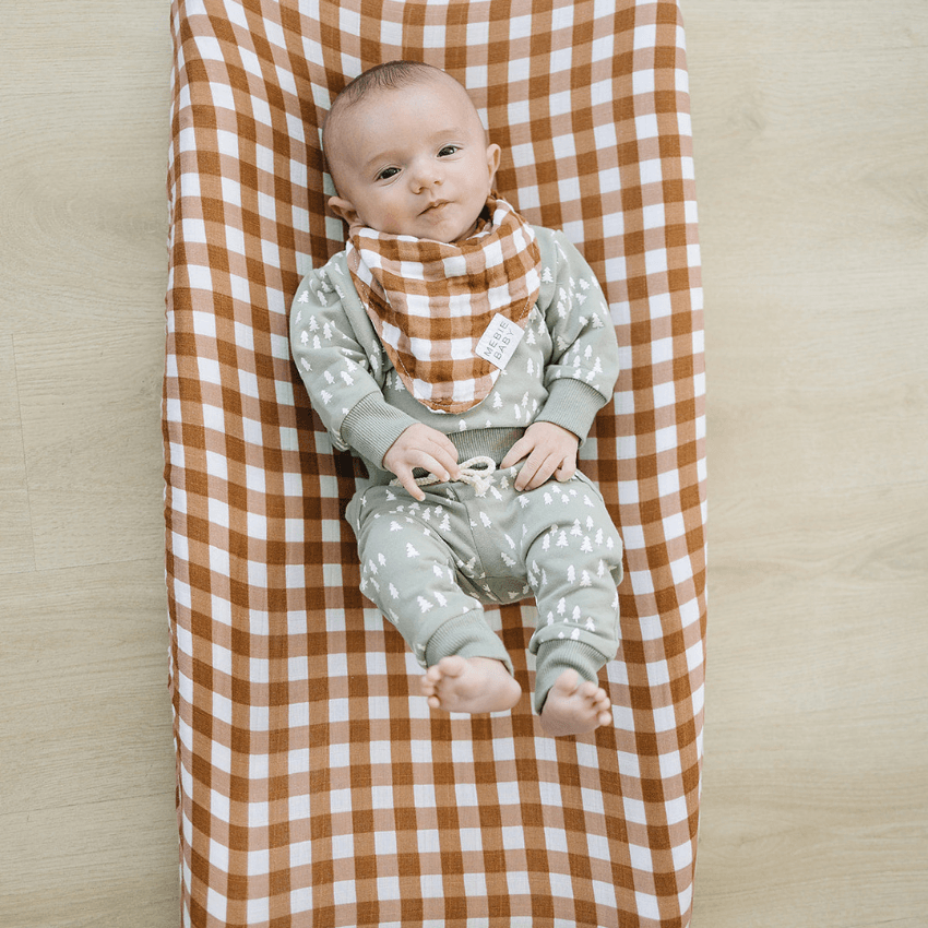 Cotton Muslin Change Pad Cover, Gingham