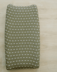 Cotton Muslin Change Pad Cover, Olive Strokes