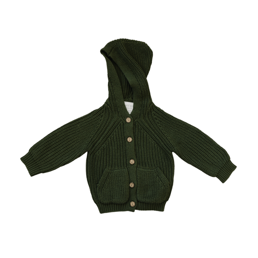 Mebie Baby Hooded Knit Cardigan, Green