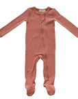 Organic Cotton Ribbed Footie Terracotta