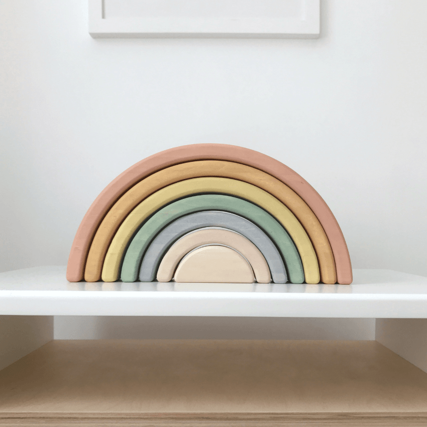 Wooden Rainbow Stacker, Pastel – bug + bean kids