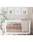 baby nursery with mebie baby rust mudcloth crib sheet