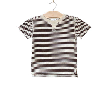 Whistle Patch Tee- Stripes- Charcoal