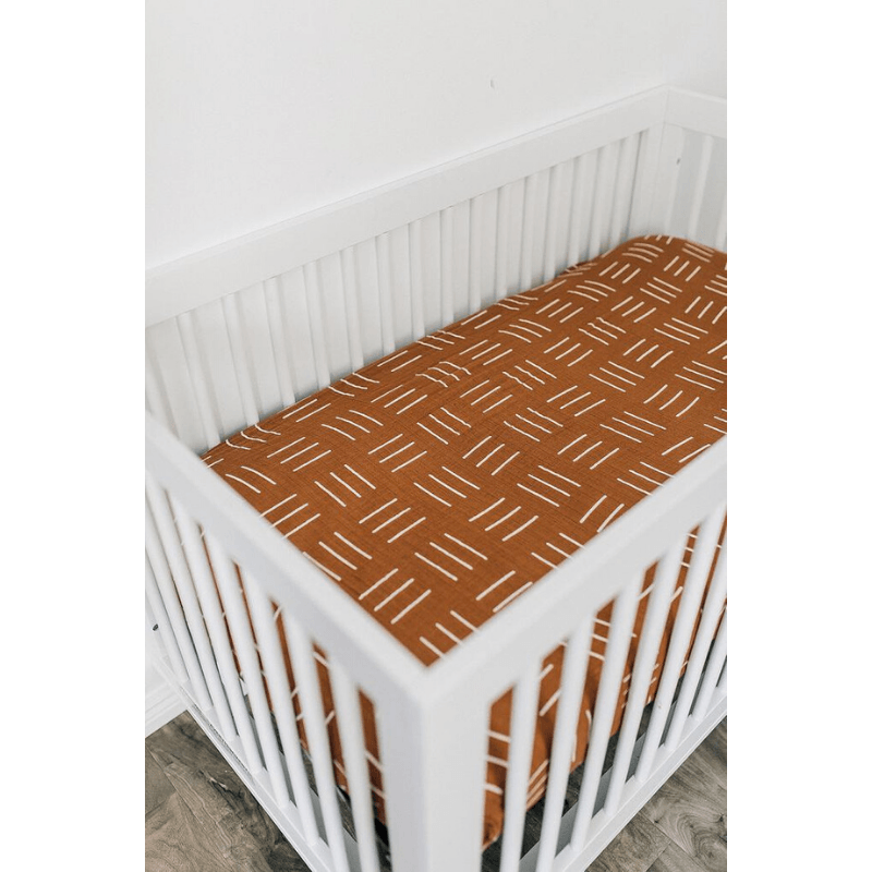 mebie baby mustard mudcloth crib sheet